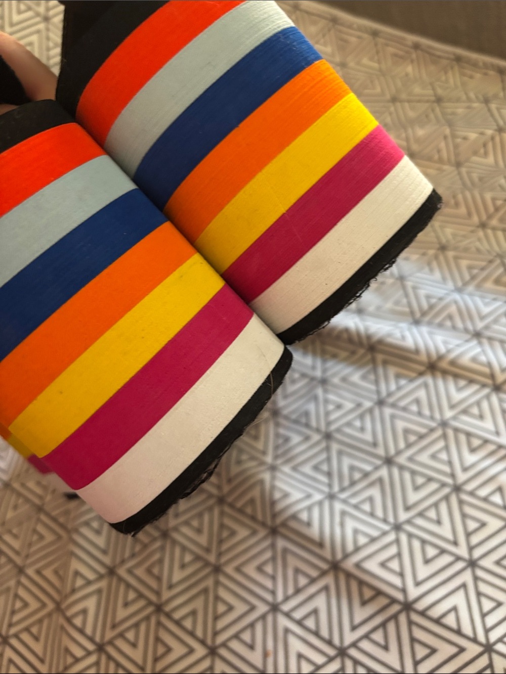 Rocket Dog Black Platform Sandals with Multicolor Rainbow Stripes - Picture 7 of 9